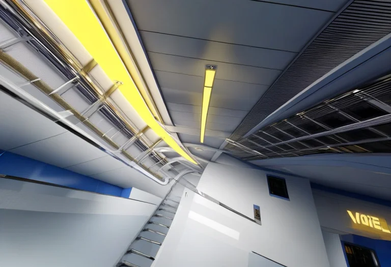 An Orbital Elevator Climbing Into Thin Atmosphere, Voxel Art...
