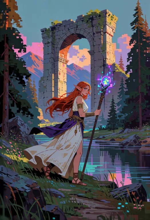 A Blended Artistic Style Merges The Crisp, Geometric Color B...