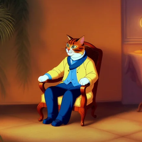 A Cats Head, A Cat Sitting In A Chair, Highly Detailed 1900s... — Stable Diffusion AI Prompt: a cats head, a ((cat)) sitting in a chair, highly detailed 1900s, animated carto...