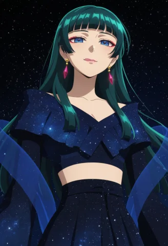 Maomaoknh, 1girl, Blue Eyes, Green Hair, Long Hair, Pink Lip... — Stable Diffusion AI Prompt: maomaoknh, 1girl, blue eyes, green hair, long hair, pink lips, red eyeliner, ani...