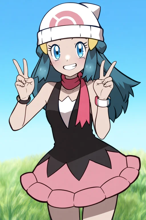 Mu1so8o2, 1girl, Solo, Dawn, Pokemon, Long Hair, Blue Hair,...