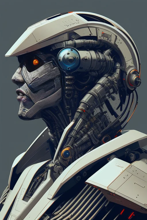 Upper Body Portrait Futuristic Robot Cyborg Punk Guy Eagle H...
