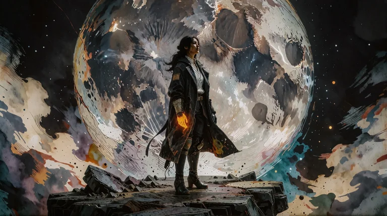 A Surreal Science-fantasy Graphic Illustration Featuring The...