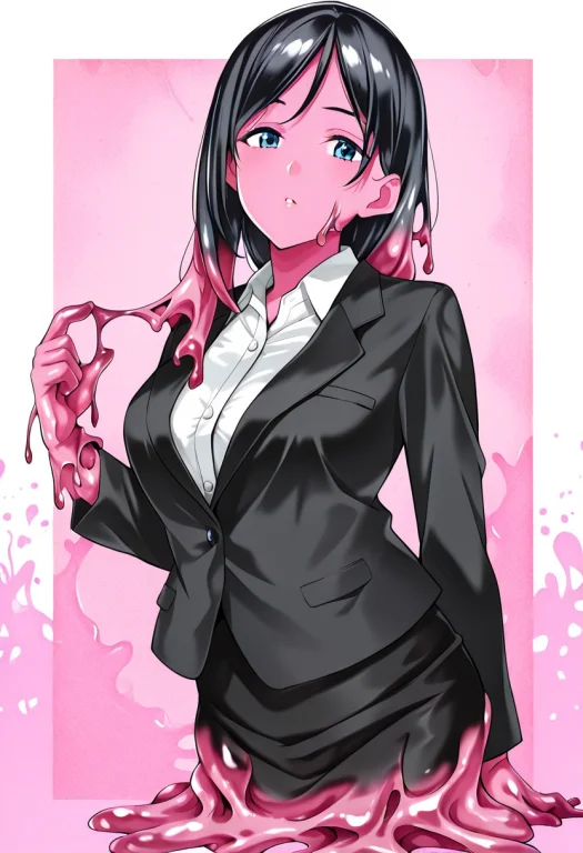 1girl, Blue Eyes, Takeuchi Dt, Black Hair, Long Hair,pink Sk...