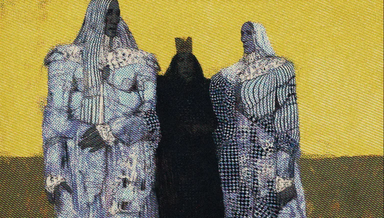 Dcgr1mdrk. Three Ethereal Figures Stand In The Lower Two-thi...