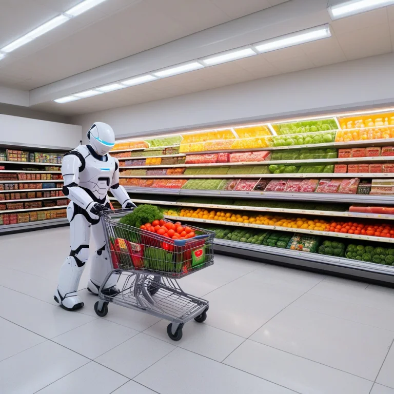 Whiteember, Robots, Grocery Store, Robots Picking Up Foods,...