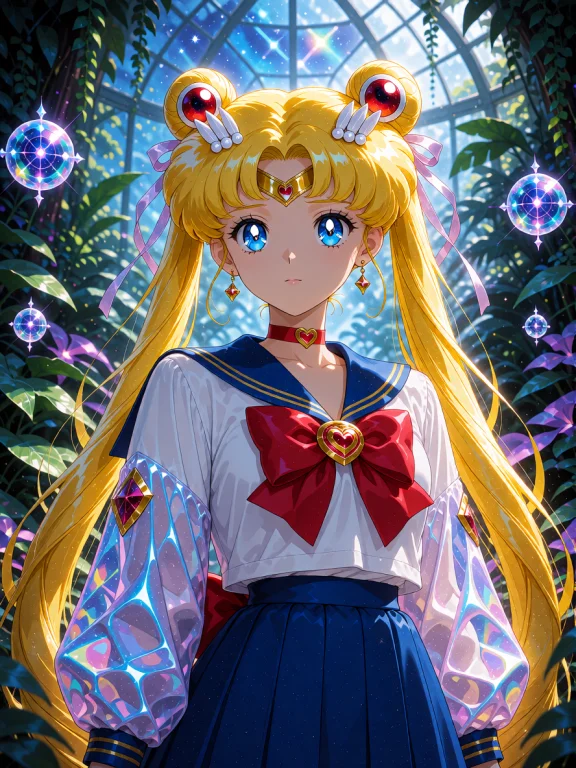 In A Lush Conservatory Bathed In Ethereal Light, Usagi Tsuki...