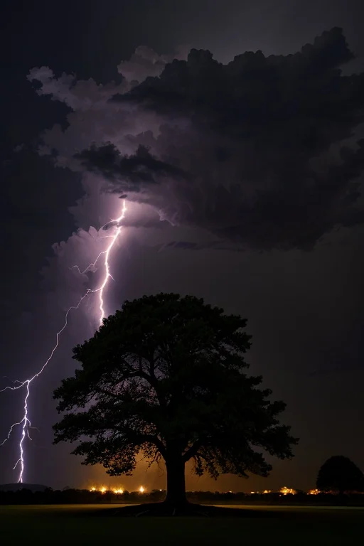 A Tree, Lightning Strikes, At Night, Loratheovercomer8scontr...