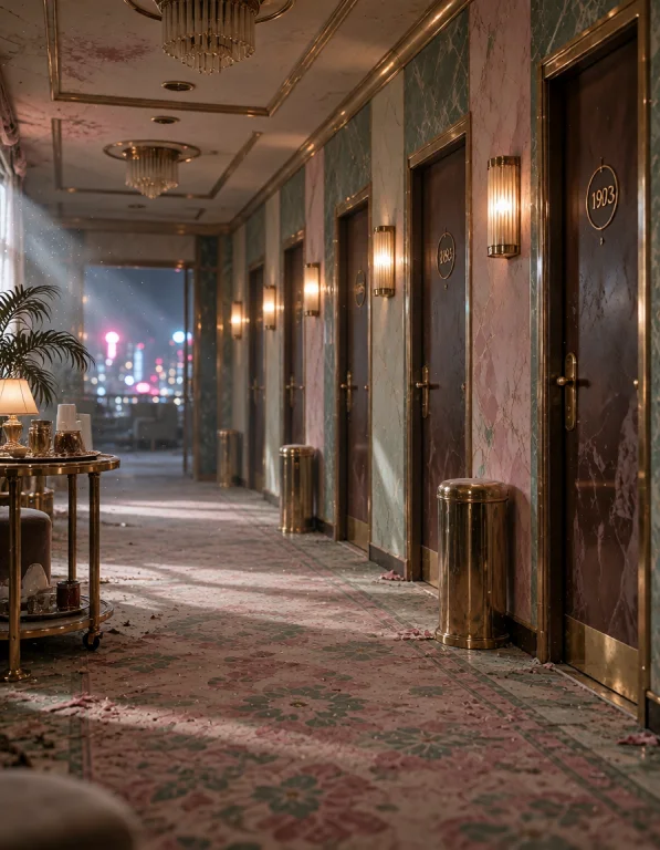 Aband0ned Bubl3 H0t3l, Photorealistic, Suite Corridor, Long...