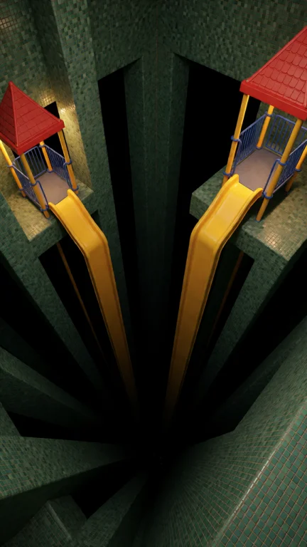 Dcl1m1nal. High-angle View Looking Down Into A Dark Surreal...