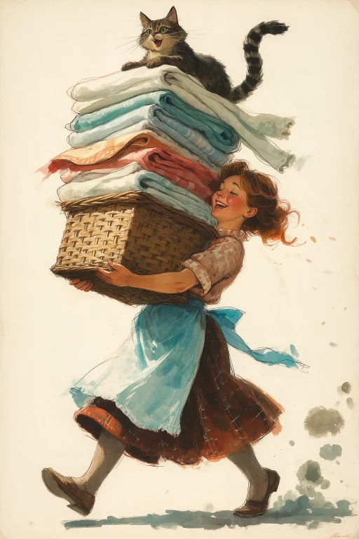 In The Style Of Vladimir Zarubin, A Woman Carrying A Towerin...
