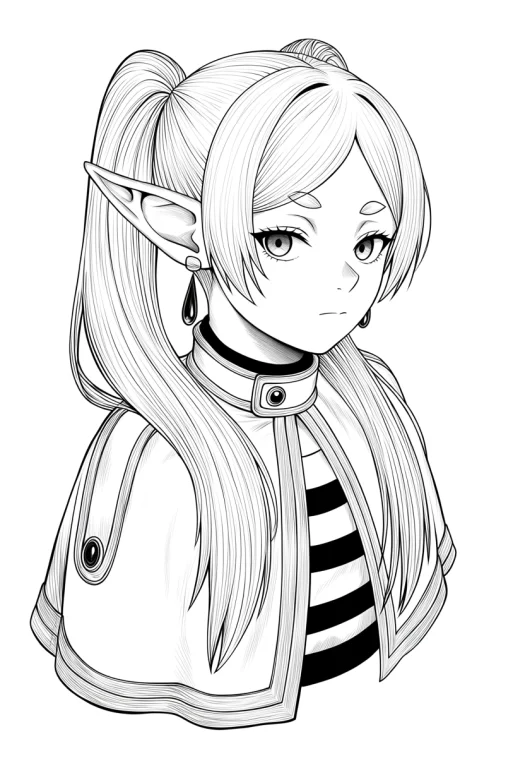 Frieren, Sousou No Frieren, 1girl, Closed Mouth, Cropped Tor...