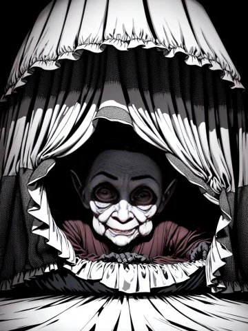 Underneath The Bed, A Scariest Old Lady Ever, Is Watching Yo... — Stable Diffusion AI Prompt: underneath the bed, a scariest old lady ever, is watching you, creepy, from the...