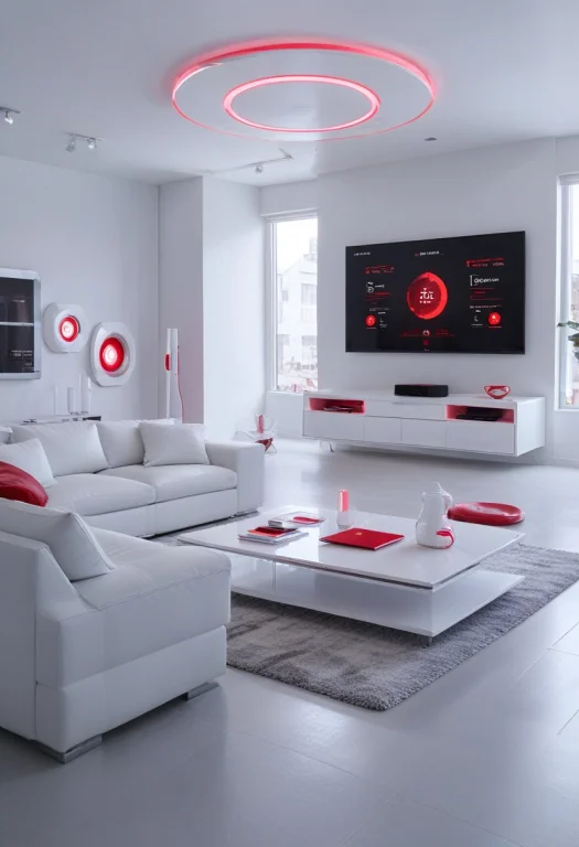 Whiteember. Sleek Glossy ,white Red Glow ,tech. A Sleek, M...