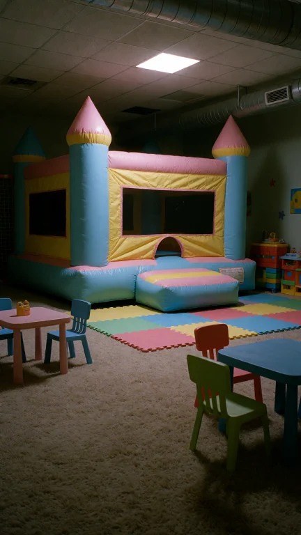 Dcl1m1nal. Medium-wide Eye-level Shot Of An Indoor Childrens...