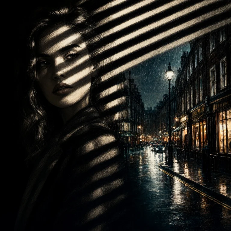 A Moody, Artistic Double Exposure Using Heavy, Striped Shado...