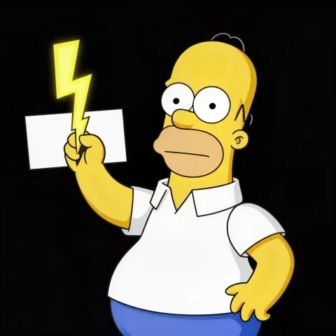 Homer Begging For Buzz, Holding Sign With Electric Bolt — Stable Diffusion AI Prompt: homer begging for buzz, holding sign with electric bolt