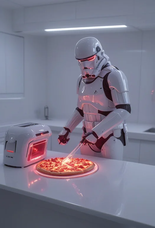 Whiteember, A Stormtrooper Trying To Extract A Glowing Pizza...