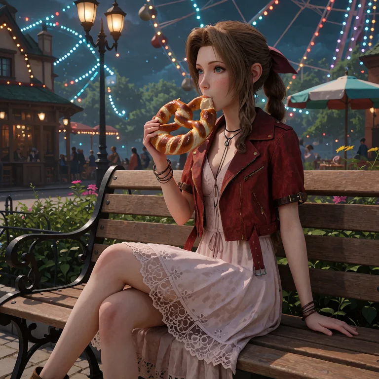 Aerith Gainsborough Emerald Green Eyes., Cropped Short-sleev...