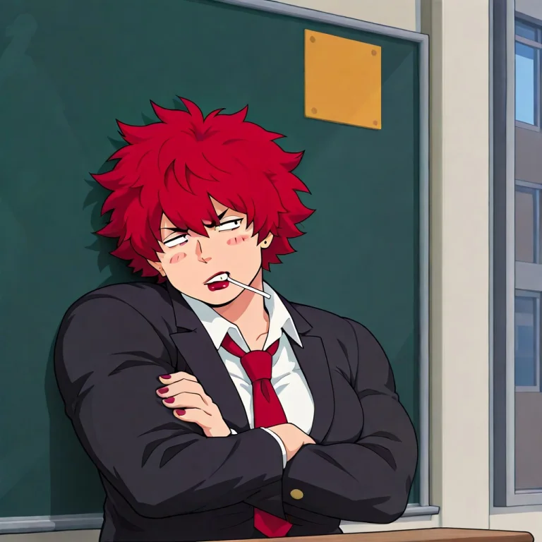 Sukeban, Leaning Against Wall, Classroom Interior, Toothpick...