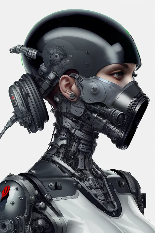 Upper Body Portrait Latex Futuristic Covered Face Cyborg Mec...