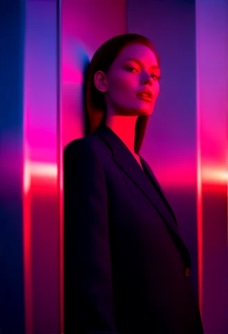 A Sharp Blazer Against Brushed Steel Panels, Raw Photo, F1.8... — Stable Diffusion AI Prompt: a sharp blazer against brushed steel panels, raw photo, f1.8 aperture, vivid neo...