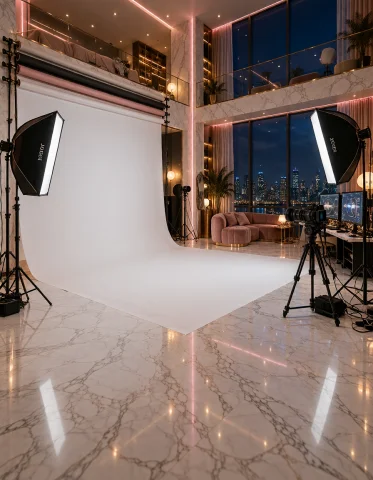 Cr34t0r L0ft, Photorealistic Professional Content Studio, Wh... — Stable Diffusion AI Prompt: cr34t0r l0ft, photorealistic professional content studio, white cyclorama wall,...