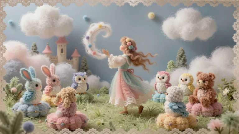 A Sumptuous Fluffy Cotton Rendering, A Graceful Queen Stands...
