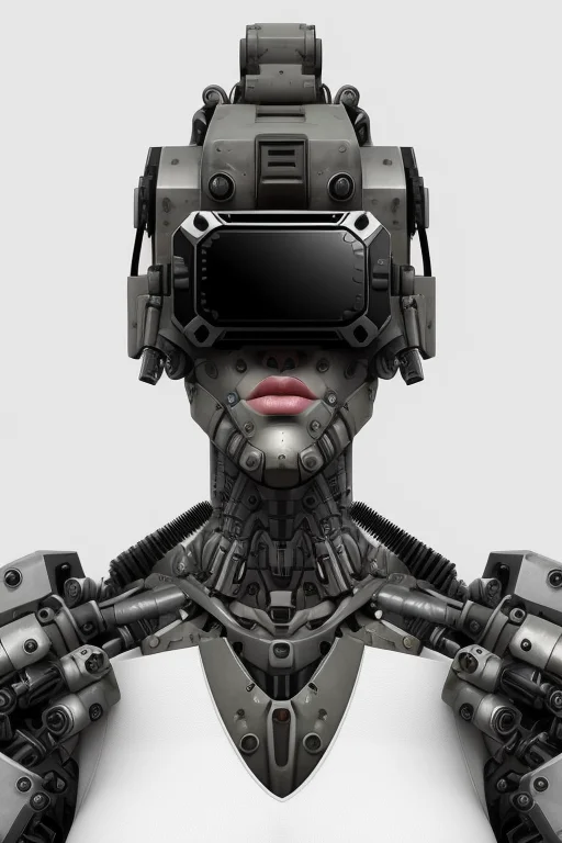 Upper Body Portrait Brutalist Neoclassical Cyborg Mechanical...