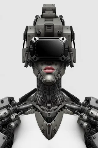 Upper Body Portrait Brutalist Neoclassical Cyborg Mechanical... — Stable Diffusion AI Prompt: upper body portrait brutalist neoclassical cyborg mechanical dieselpunk robot vi...