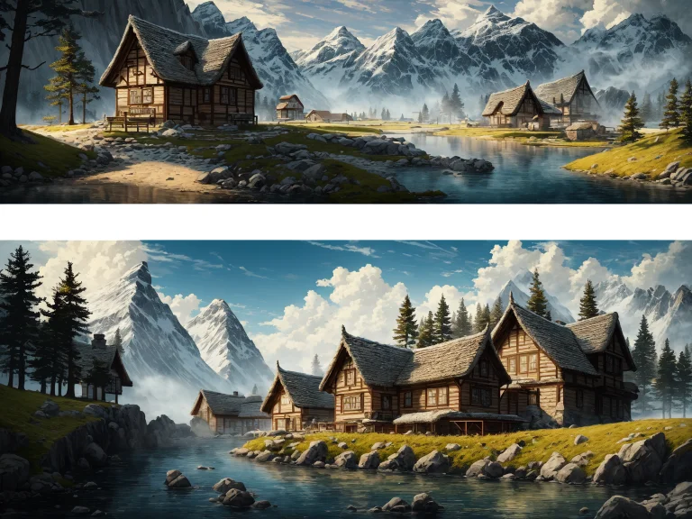 Best Quality, Masterpiece, Realistic, Nordic Houses, Elder S...