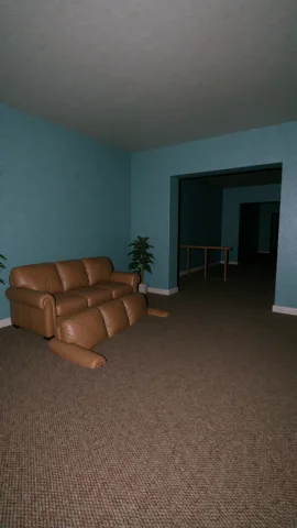 Dcl1m1nal. Wide-angle Eye-level View Inside A Quiet Teal-blu... — Stable Diffusion AI Prompt: DCL1M1NAL. Wide-angle eye-level view inside a quiet teal-blue liminal lounge wit...