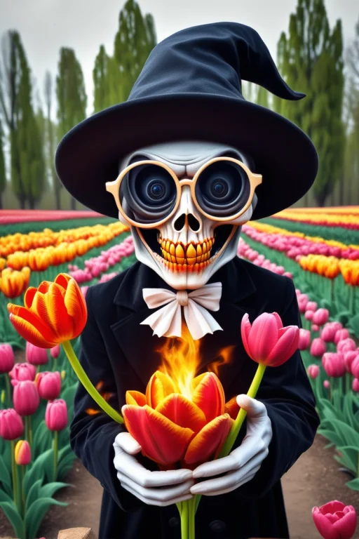 A Magical Grim Reaper With A Magic Wand Casting Speels. Fant...