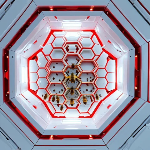 Whiteember, A Honeycomb Frame Dripping With Honey And Covere... — SDXL AI Prompt: WhiteEmber, a honeycomb frame dripping with honey and covered in bees, viewed fr...