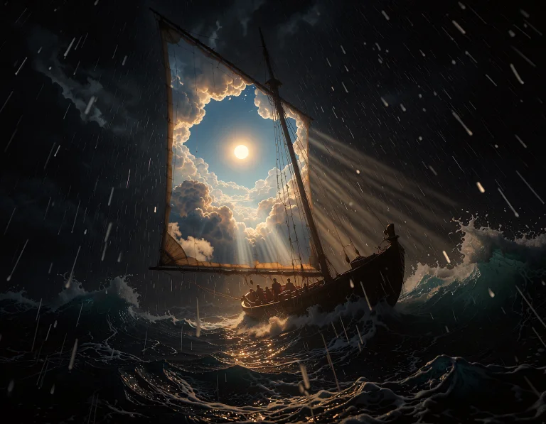 This Is A Story About Courage And Optimism. A Boat Tilt Amon...