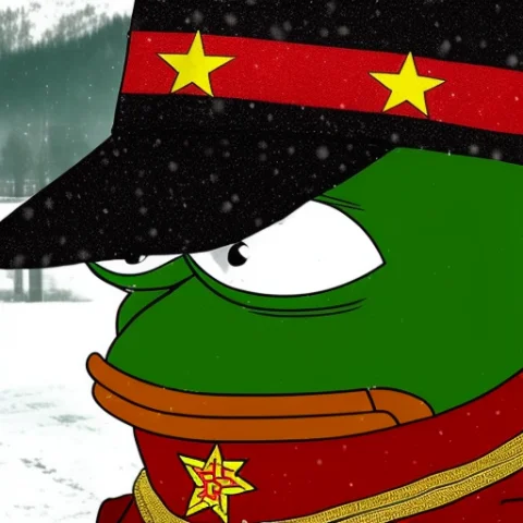 Pepefrog As Soviet Officer, Winter In Soviet City — Stable Diffusion AI Prompt: pepe_frog as soviet officer, winter in soviet city