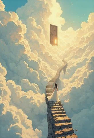 A Dreamlike Surreal Sky Realm Where An Ancient Floating Ston...
