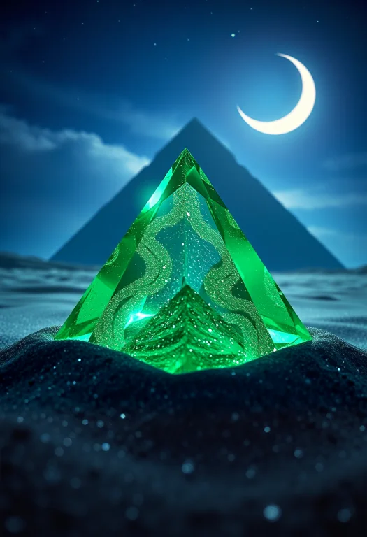 Digital 3d Render, Surrealism, A Singular Translucent Emeral...