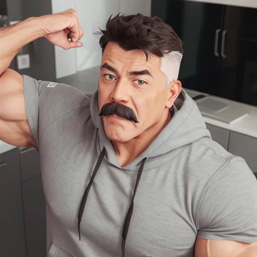 Man,loraomniman0.6, Mustache, Muscular, Flexing Muscules, Gr...