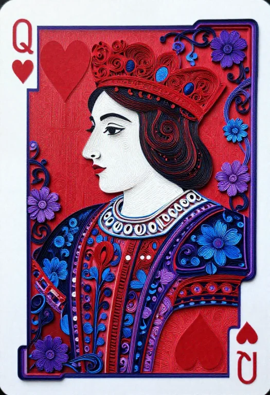 A Highly Detailed Portrait Of The Queen Of Hearts In Profile...