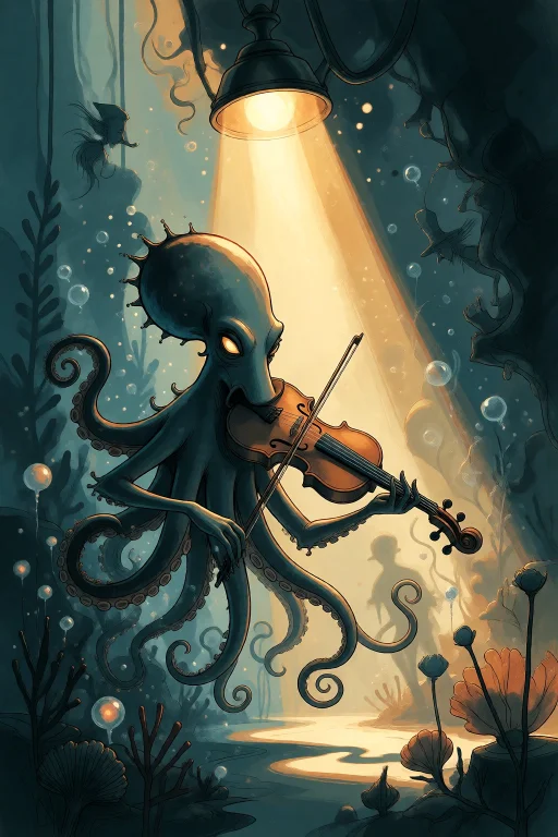 Strangedaal. A Giant Deep-sea Octopus Gracefully Plays An Or...