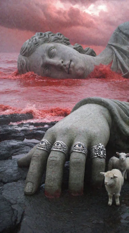 A Surreal Candid Landscape Snapshot Of A Colossal Stone Effi...