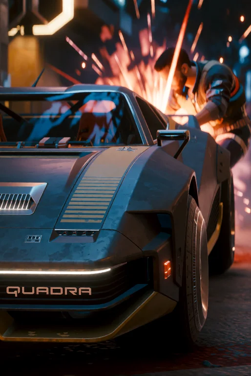 This Is A Picture From Side Of A Futuristic Car Named Quadra...