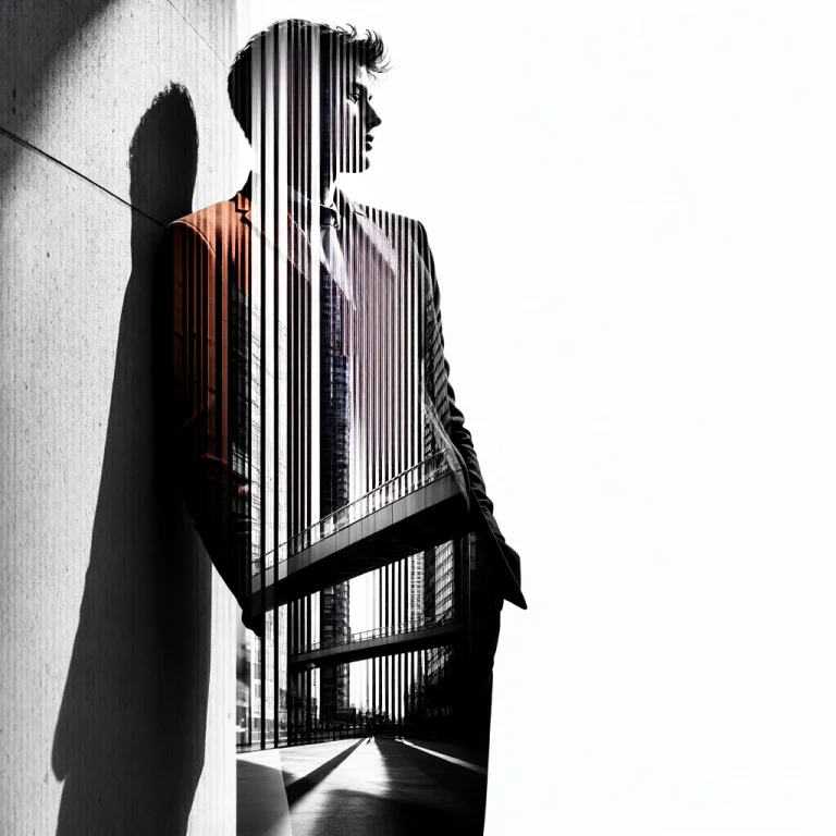 A Striking Double Exposure Portrait Of A Sharply Dressed Ind...