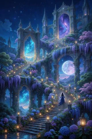 A Breathtaking Celestial Garden City Rises Vertically Beneat...