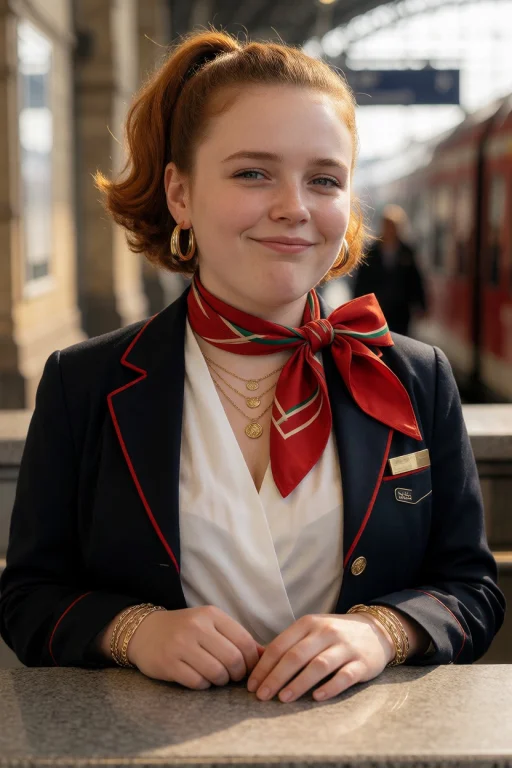 Irish Girl Train Conductor Uniform In Dark Blue And Red, Red...