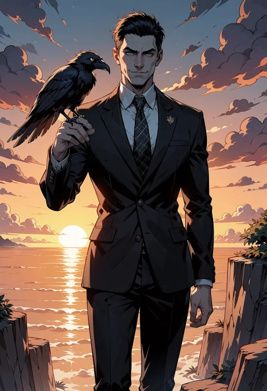 Masterpiece, Best Quality, Quality, Man, Standing, Suit, Bla...