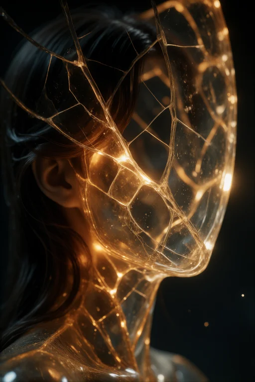 Trending25, A Close-up Portrait Of A Woman Made Of Glass Wit...