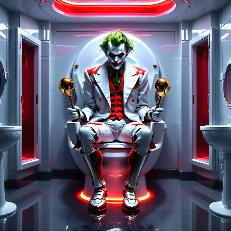 Whiteember, Joker Sitting Proudly On A Futuristic Luxury Toi...