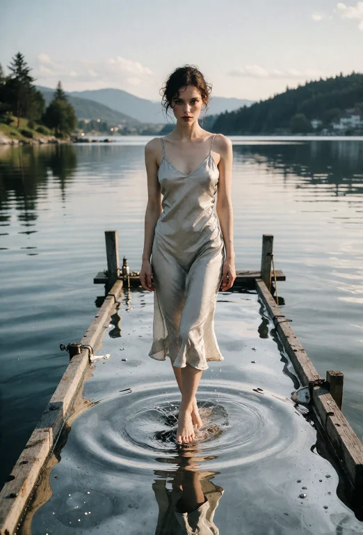 A Quiet, Poetic Surreal Shot Of A Young, Beautiful Woman, Pa...